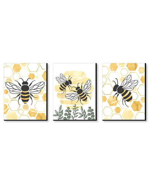 Little Bumblebee - Bee Nursery Wall Art and Kitchen Décor Set of 3 Prints