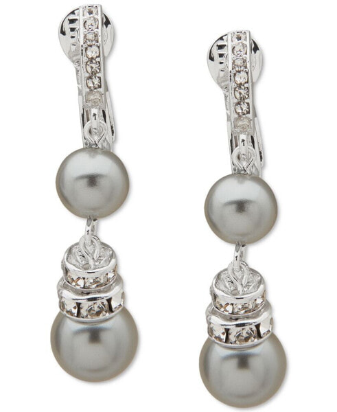 Imitation Pearl Snowman Drop Clip On Earrings