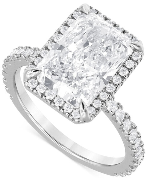 Certified Lab Grown Diamond Radiant-Cut Halo Engagement Ring (4-1/2 ct. t.w.) in 14k Gold