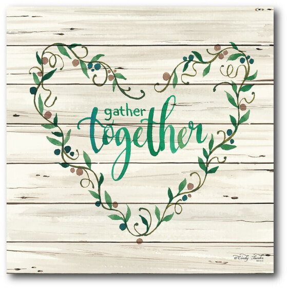 Gather Together Heart Wreath Gallery-Wrapped Canvas Wall Art - 16" x 16"