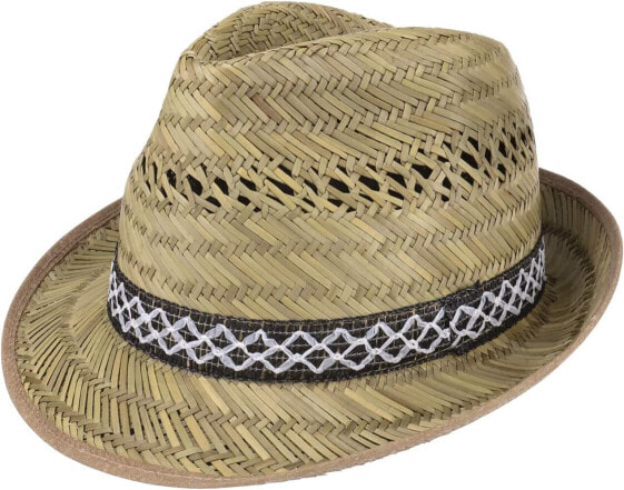 Lipodo Harvest helper straw hat (sun protection) for men and women, made in Italy, sun hat in trilby look, hat made of light straw, beach hat with chic set, spring/summer