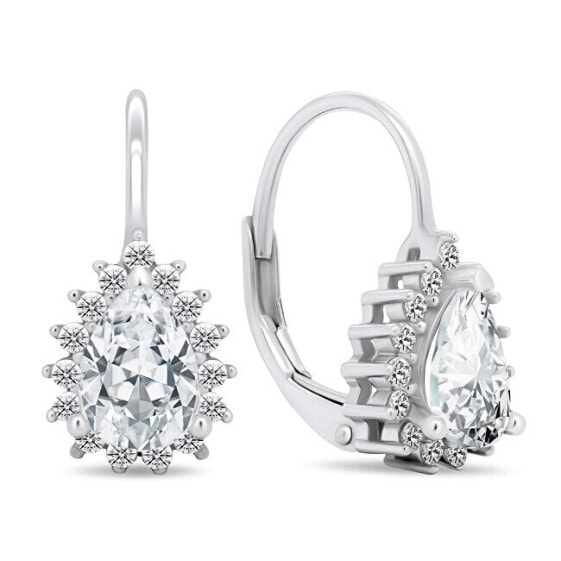 Sparkling silver earrings with clear zircons EA403W