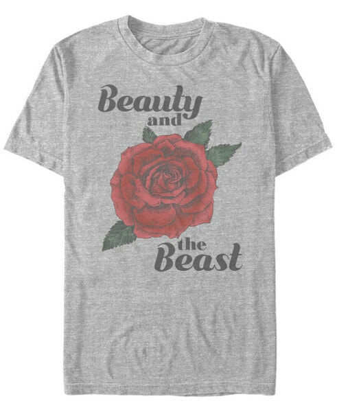 Disney Men's Beauty and The Beast Rose Short Sleeve T-Shirt