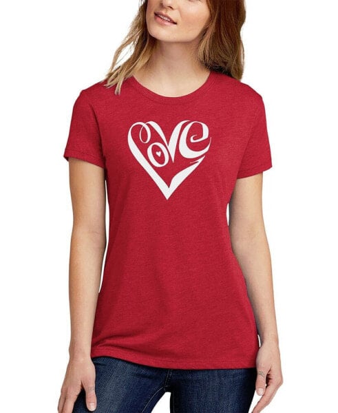 Women's Premium Blend Word Art Script Love Heart T-shirt