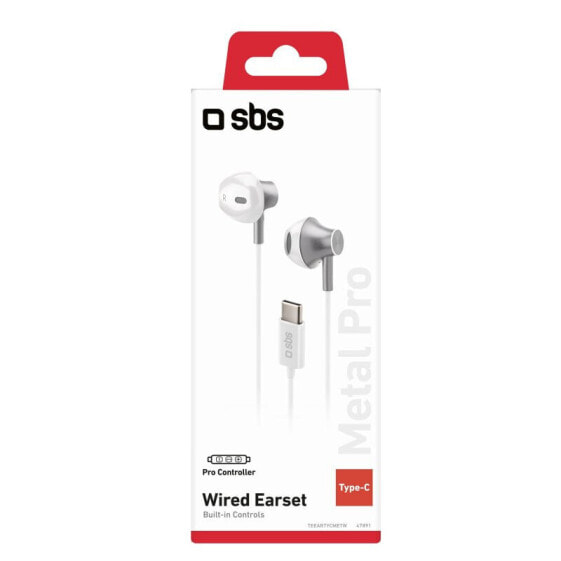 SBS Metal Pro Semi In-Ear USB-C weiß