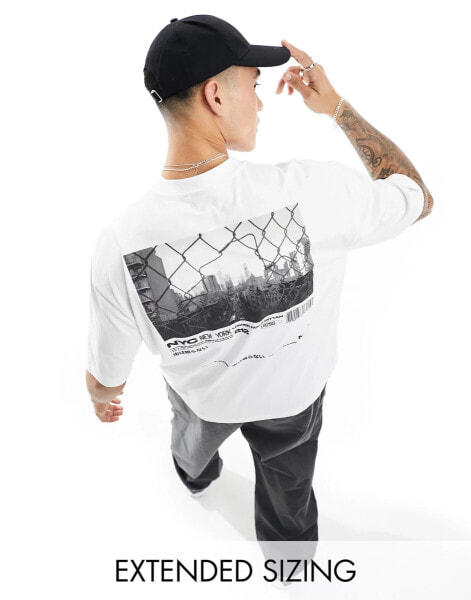 ASOS DESIGN oversized t-shirt in white with back photographic street print