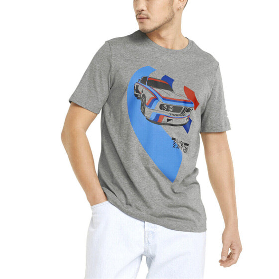 Puma Bmw Mms Vintage Car Graphic Crew Neck Short Sleeve T-Shirt Mens Grey Casual