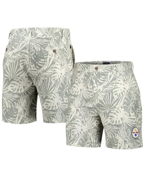 Men's Gray Pittsburgh Steelers Sandwashed Monstera Print Amphib Shorts