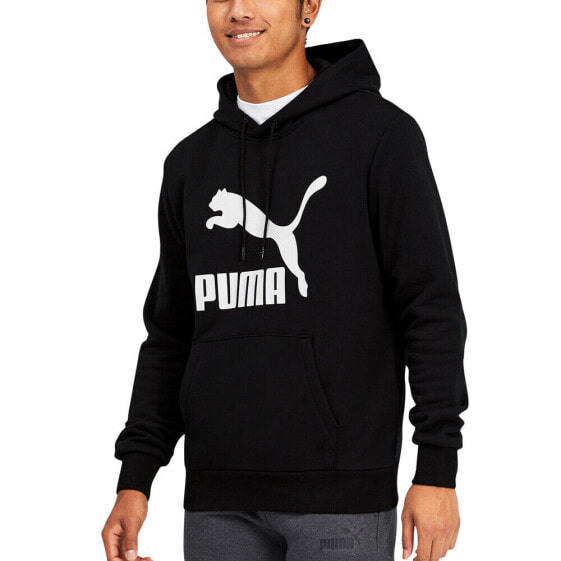Puma Classics Logo Pullover Hoodie Mens Black Casual Outerwear 533255-01