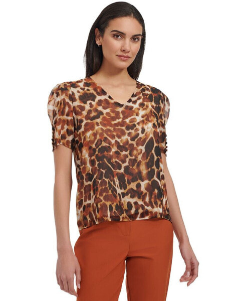 Women's Animal-Print Short-Sleeve Top