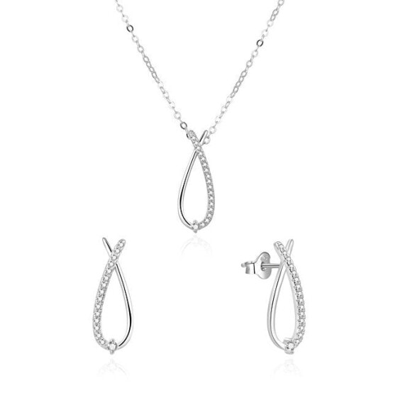Dazzling jewelry set with zircons AGSET186R (necklace, earrings)