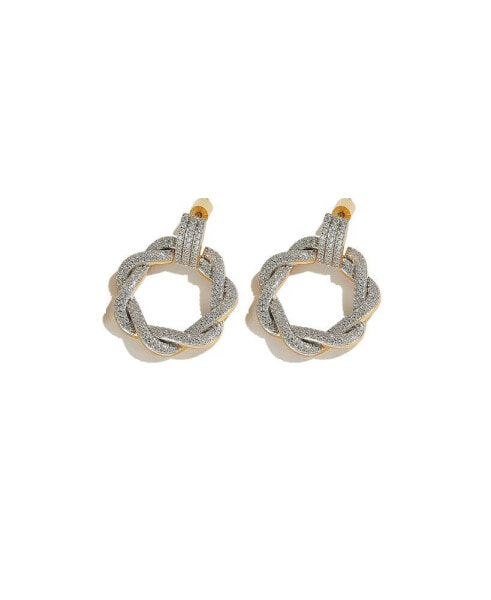 Ysabel Pave Eternity Twist Hoop Earrings