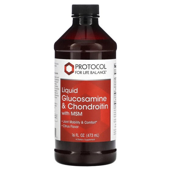 Витаминные добавки жидкость Liquid Glucosamine & Chondroitin with MSM, Citrus, Protocol For Life Balance 16 унций (473 мл)