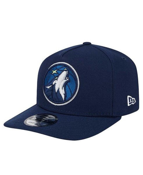 Men's Navy Minnesota Timberwolves Logo A-Frame 9FIFTY Snapback Hat