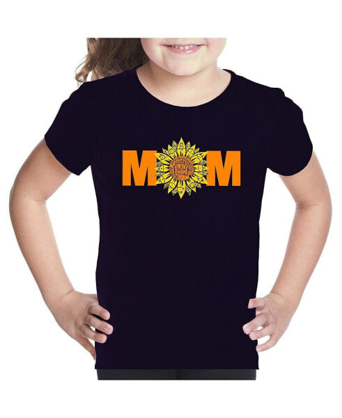 Big Girl's Word Art T-shirt - Mom Sunflower