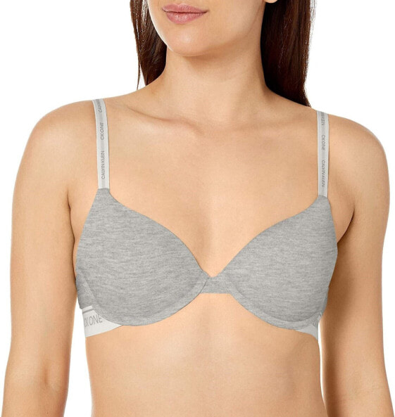 Calvin Klein 246393 Womens Cotton Lightly Lined Demi T-Shirt Bra Gray Size 32DD