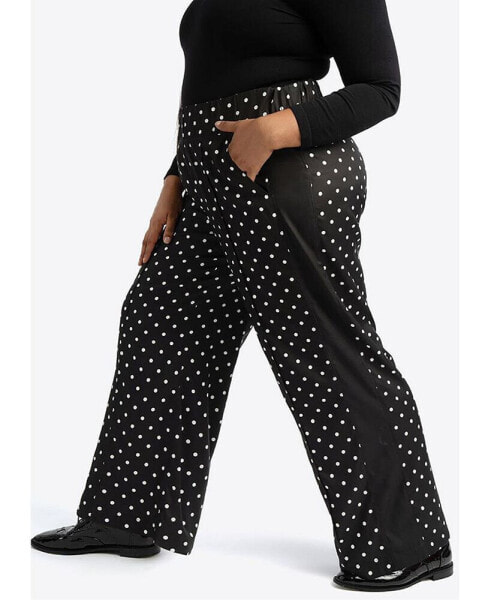 Plus Size Wide Leg Pull On Polka Dot Pant