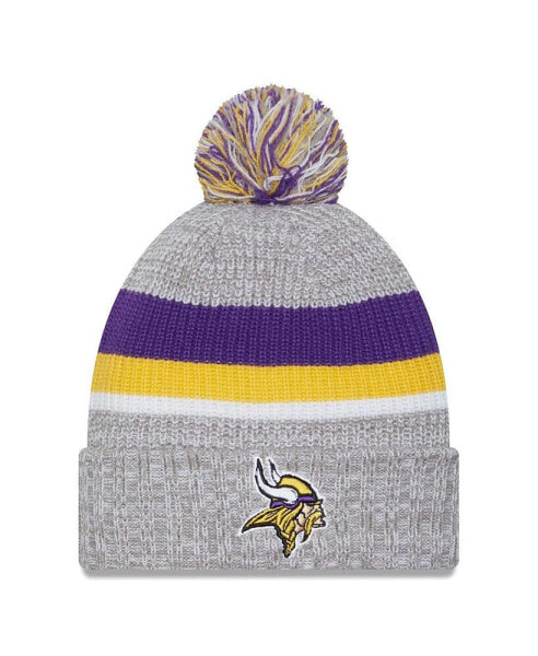 Men's Heather Gray Minnesota Vikings Cuffed Knit Hat with Pom