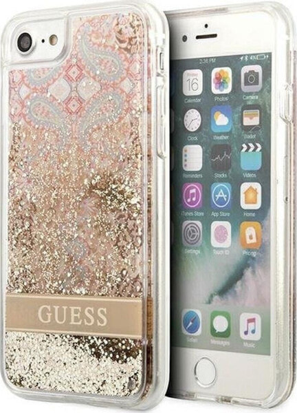 Guess Guess GUHCI8LFLSD iPhone SE 2022 / SE 2020 / 7 / 8 złoty/gold hardcase Paisley Liquid Glitter