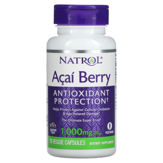 Травяной препарат Natrol Acai Berry, 1,000 мг, 75 вегетарианских капсул (500 мг на капсулу)
