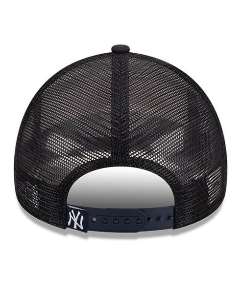 Men's White/Navy New York Yankees Stacked A-Frame Trucker 9Forty Adjustable Hat