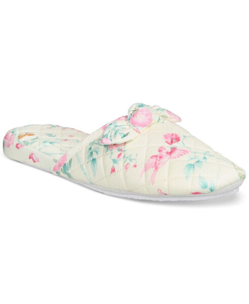 Women's Quilted Butterfly Floral Bow Slippers, Created for Macy's