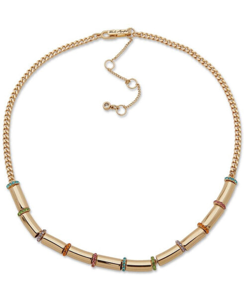 Gold-Tone Multicolor Rondelle Necklace, 16" + 3" extender