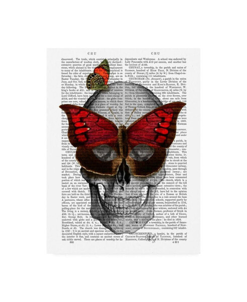 Fab Funky Pink Butterfly Mask Skull Canvas Art - 36.5" x 48"