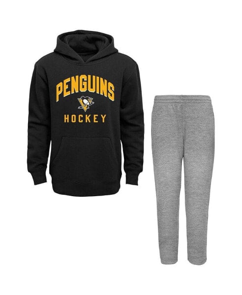 Toddler Boys Black, Heather Gray Pittsburgh Penguins Play by Play Pullover Hoodie and Pants Set