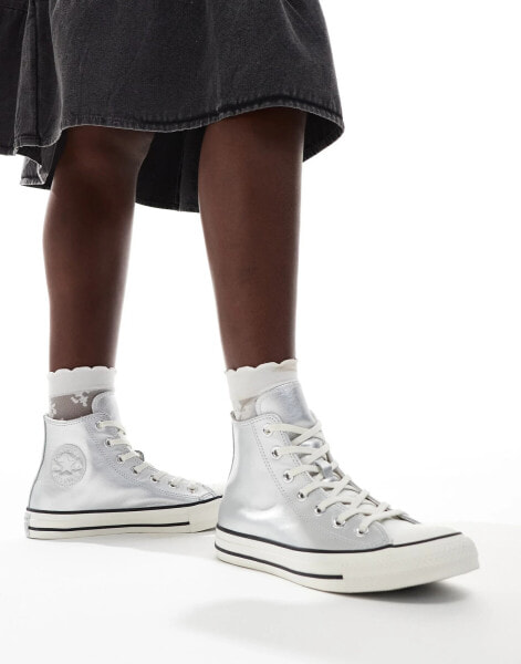 Converse Chuck Taylor All Star Hi trainers in silver