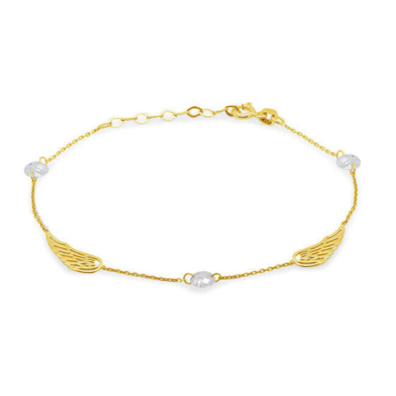 Charming yellow gold bracelet with angel wings BRA001AUY