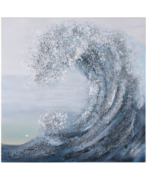 Crystal Wave Textured Metallic Hand Painted Wall Art by Martin Edwards, 36" x 36" x 1.5"
