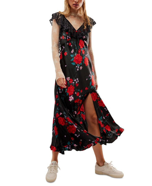 Women's Warm Hearts Lace-Trimmed Midi Dress