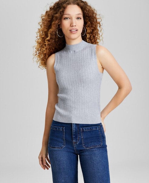 Women's Mock Neck Cable-Knit Sweater Vest, Created for Macy's