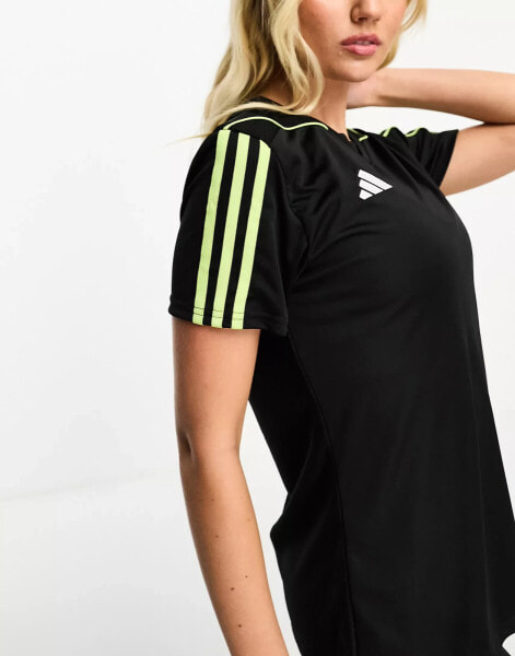 adidas Football Tiro 23 t-shirt in black and green