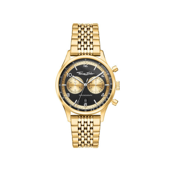 Thomas Sabo Herrenuhr Rebel at Heart Chronograph gold schwarz WA0376-264-203