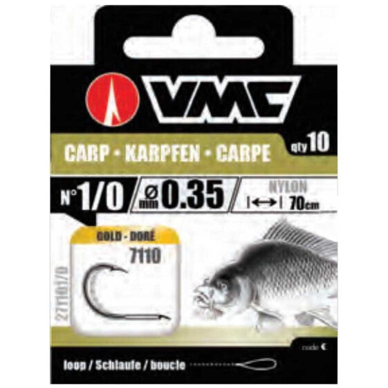 Крючок рыболовный VMC Carp Tied Hook 4, 0,30 мм, 70 см, модель 7110