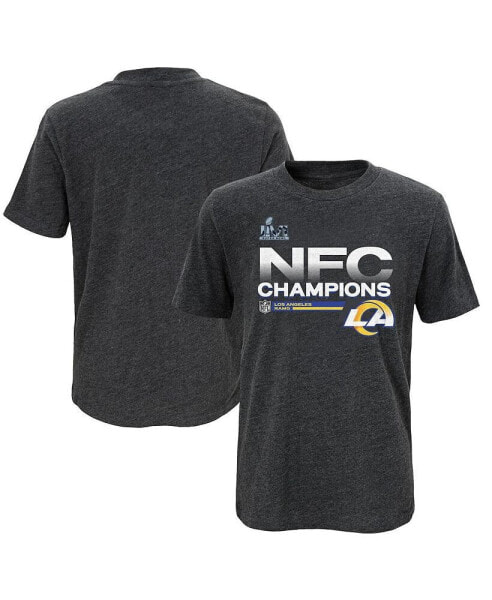 Big Boys Heathered Charcoal Los Angeles Rams 2021 NFC Champions Locker Room Trophy Collection T-shirt