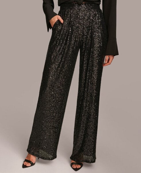 Широкие брюки с пайетками DKNY Donna Karan для женщин