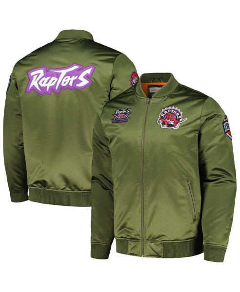 Men's Olive Toronto Raptors Hardwood Classics Retro Satin Full-Zip Jacket