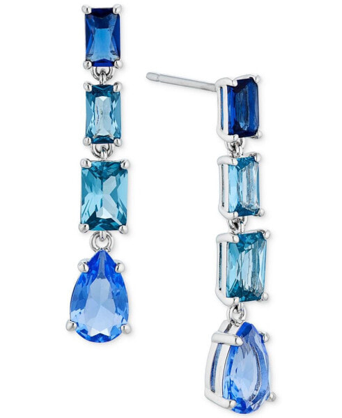 Silver-Tone Mixed Crystal Linear Drop Earrings, Created for Macy's