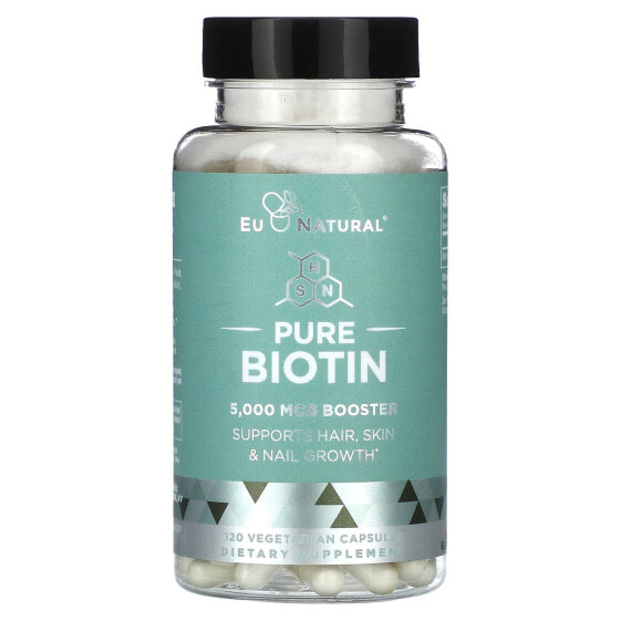 Витамин Биотин Eu Natural чистый, 5 000 мкг, 120 капсул для вегетарианцев