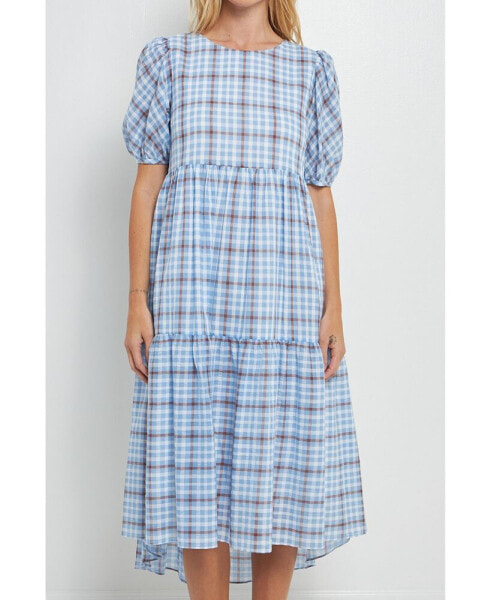 Women's Check Print Midi Dress