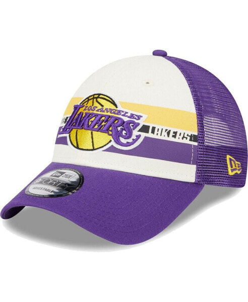 Men's Los Angeles Lakers Purple Stripes 9FORTY Trucker Snapback Hat