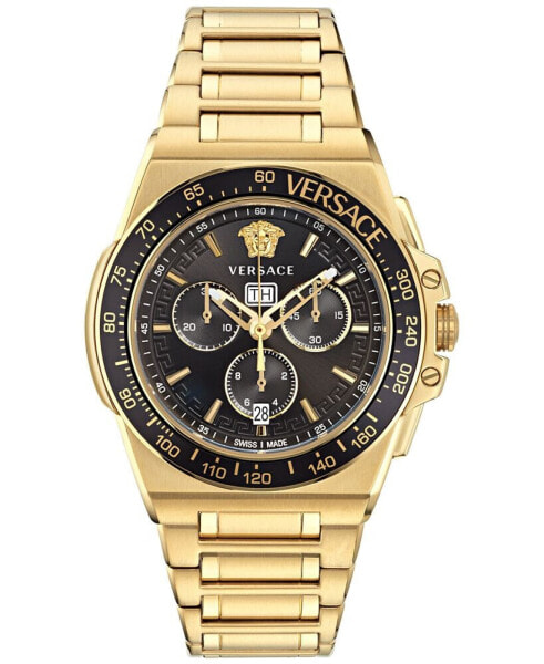 Men's Greca Extreme Swiss Chronograph Gold-Tone Stainless Steel Bracelet Watch 45mm