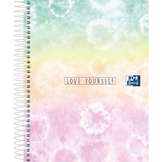 OXFORD HAMELIN Notebook A5+ Grid 5X5 Extradural Lid 120 Sheets 4 Colors Of Box 6 Drills Bonita Libreta Tie Dye Love Yourself