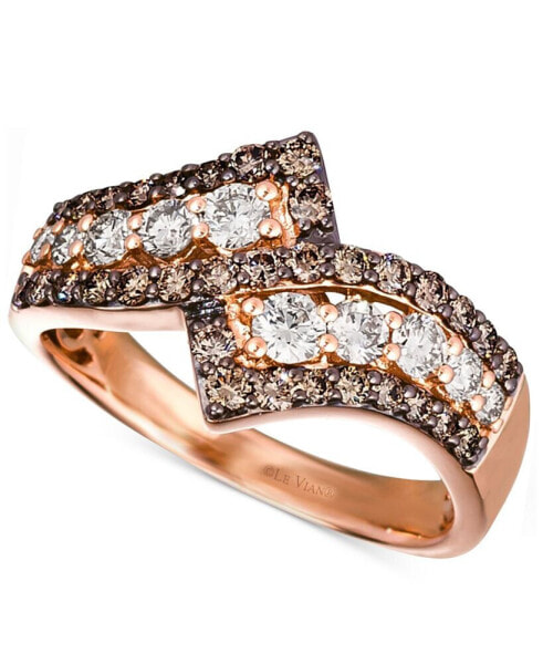 Chocolate Diamond & Nude Diamond Bypass Ring (1 ct. t.w.) in 14k Rose Gold