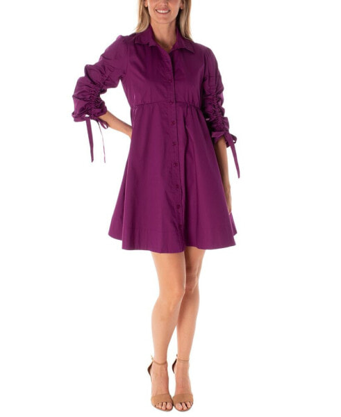 Women's Ruched-Sleeve Shirtdress