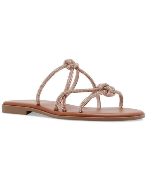 Twain Strappy Knotted Rhinestone Slide Sandals