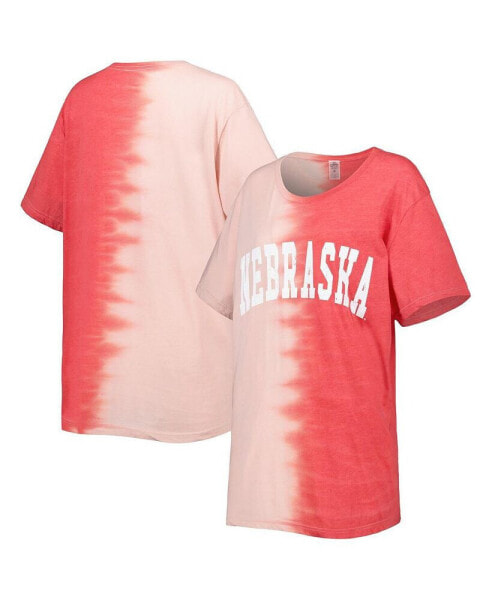 Women's Scarlet Distressed Nebraska Huskers Find Your Groove Split-Dye T-shirt